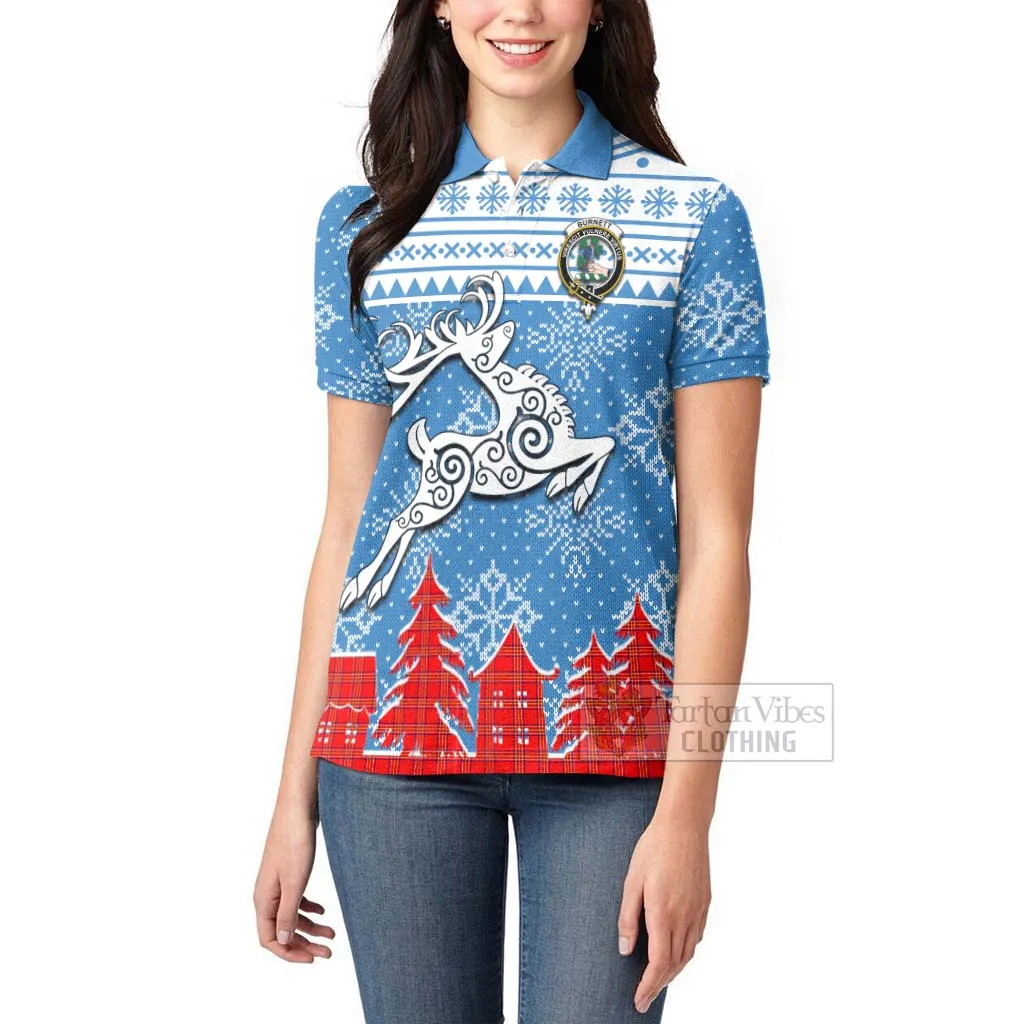 Burnett Clan Christmas Women's Polo Shirt Celtic Reindeer Style