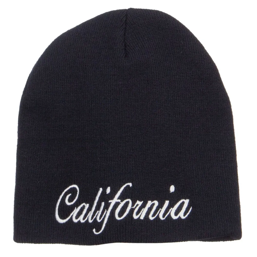 California Embroidered Short Beanie