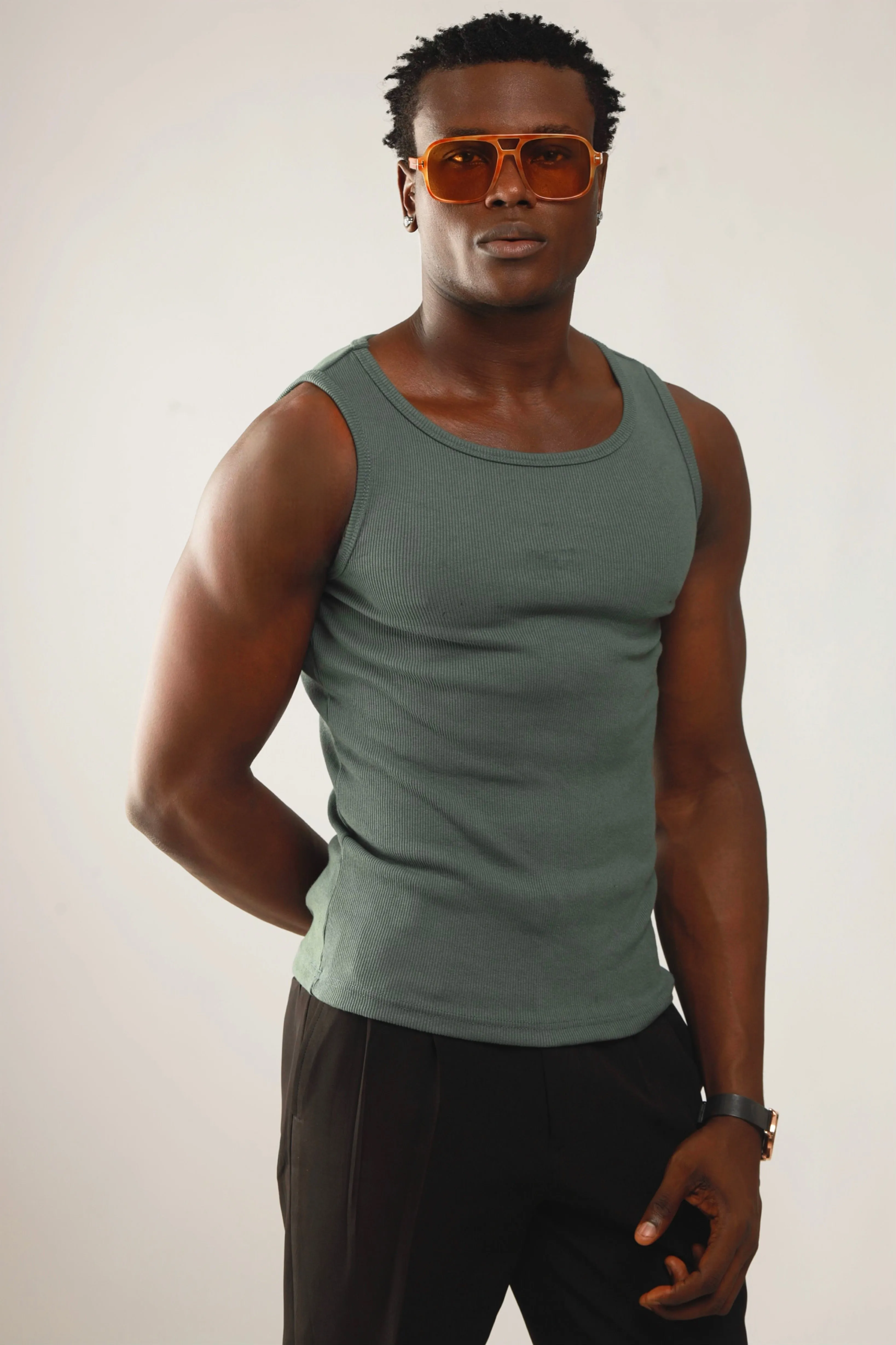 Calix Breathable Compression Tank Top (460G)(Premium Quality) - Xanadu Green