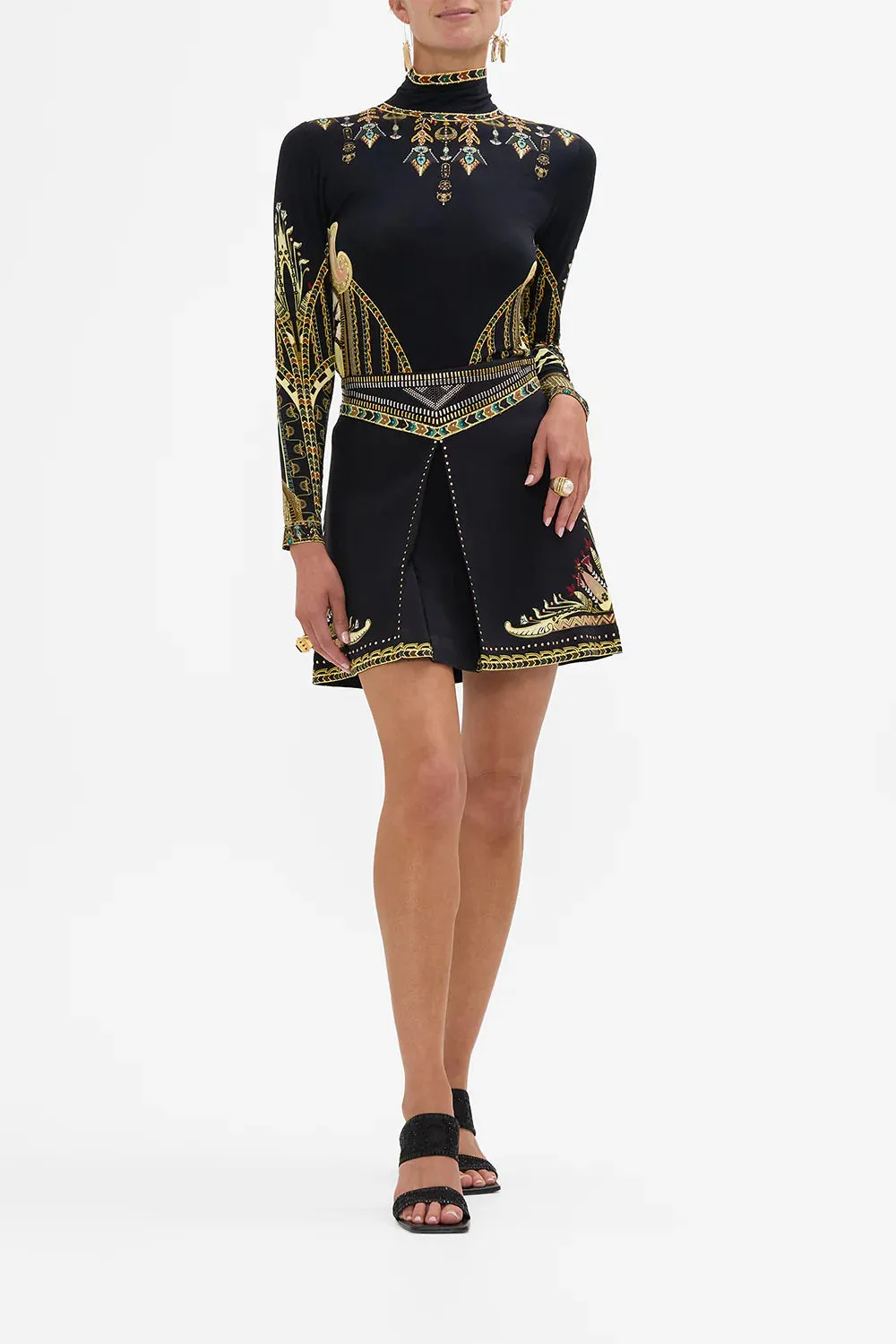 Camilla Metal Studded Shaped Waistband Mini Skirt - They Called Her Nefertari