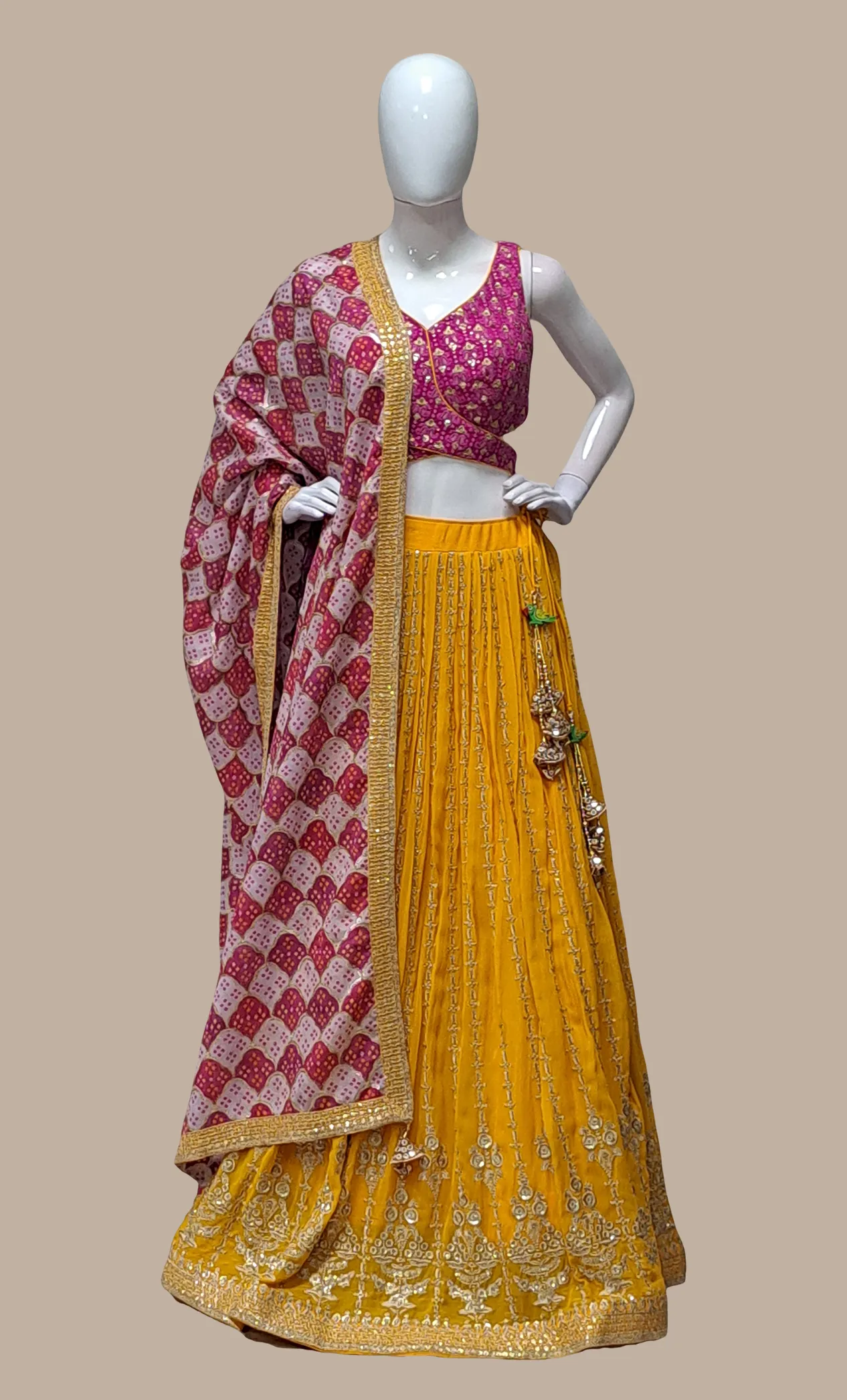 Canary Yellow Embroidered Choli Set