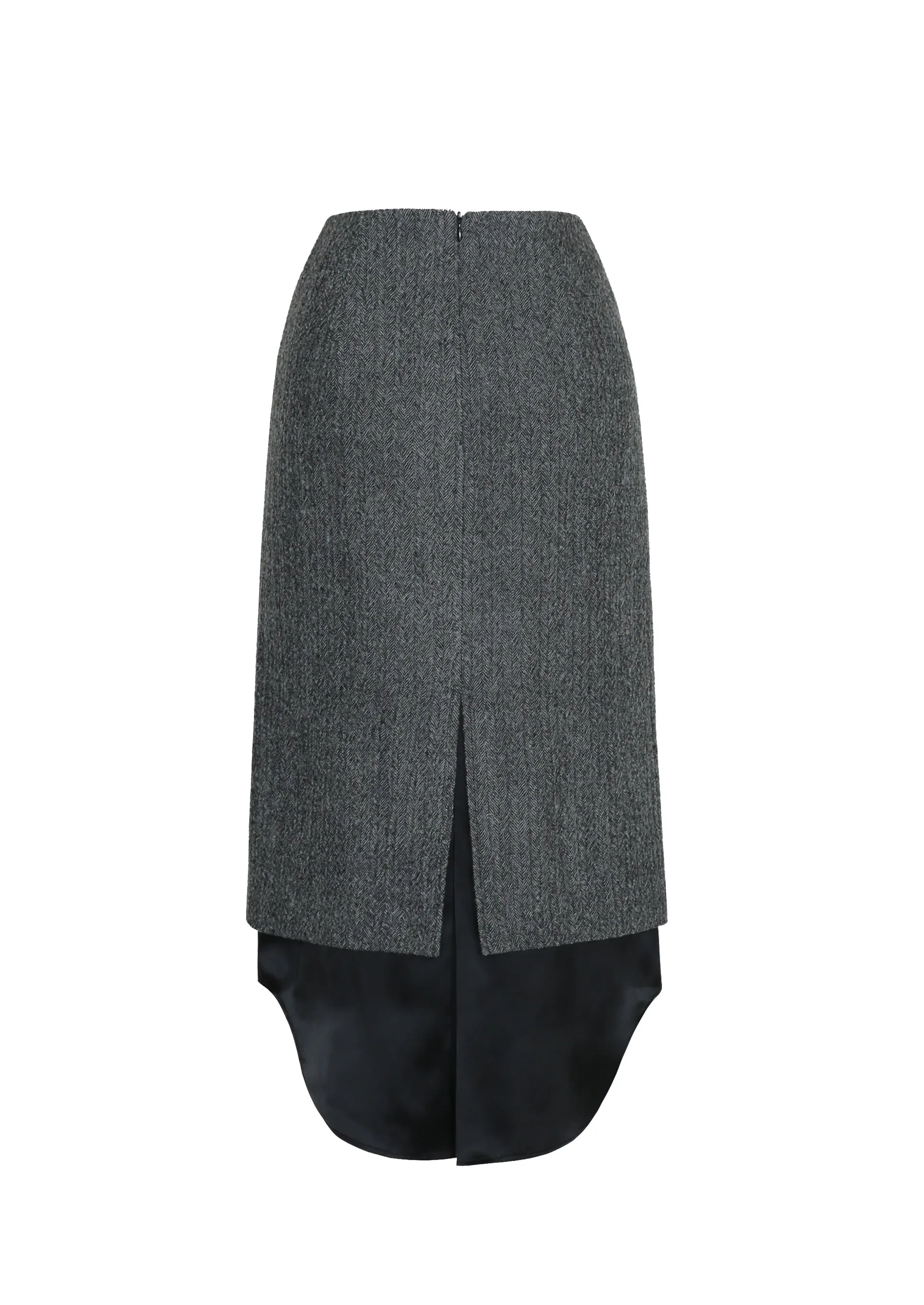 CAREN WOOL HERRINGBONE SKIRT