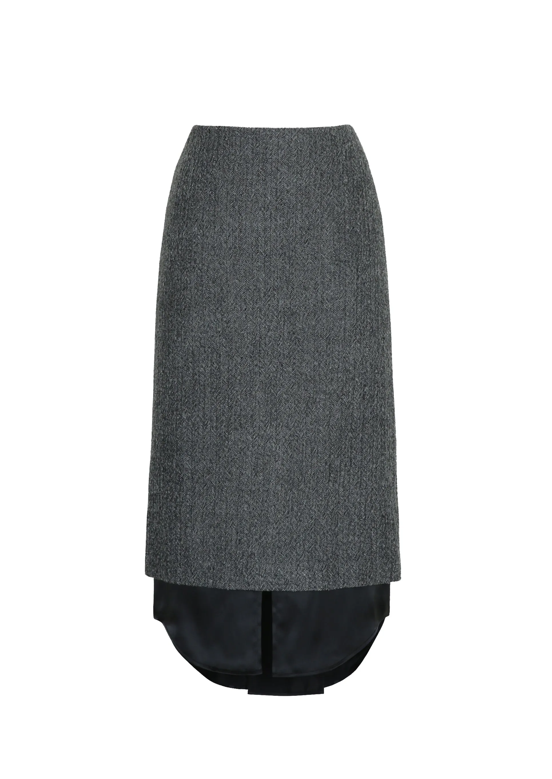 CAREN WOOL HERRINGBONE SKIRT