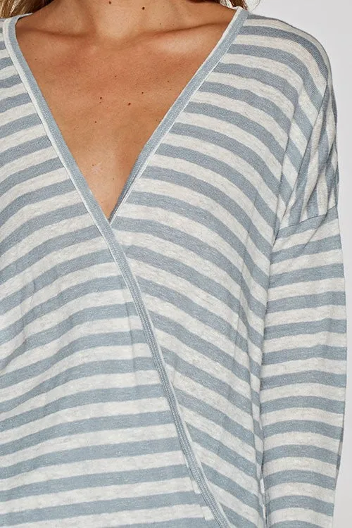 Casual Surplice Neck Striped Wrap Top