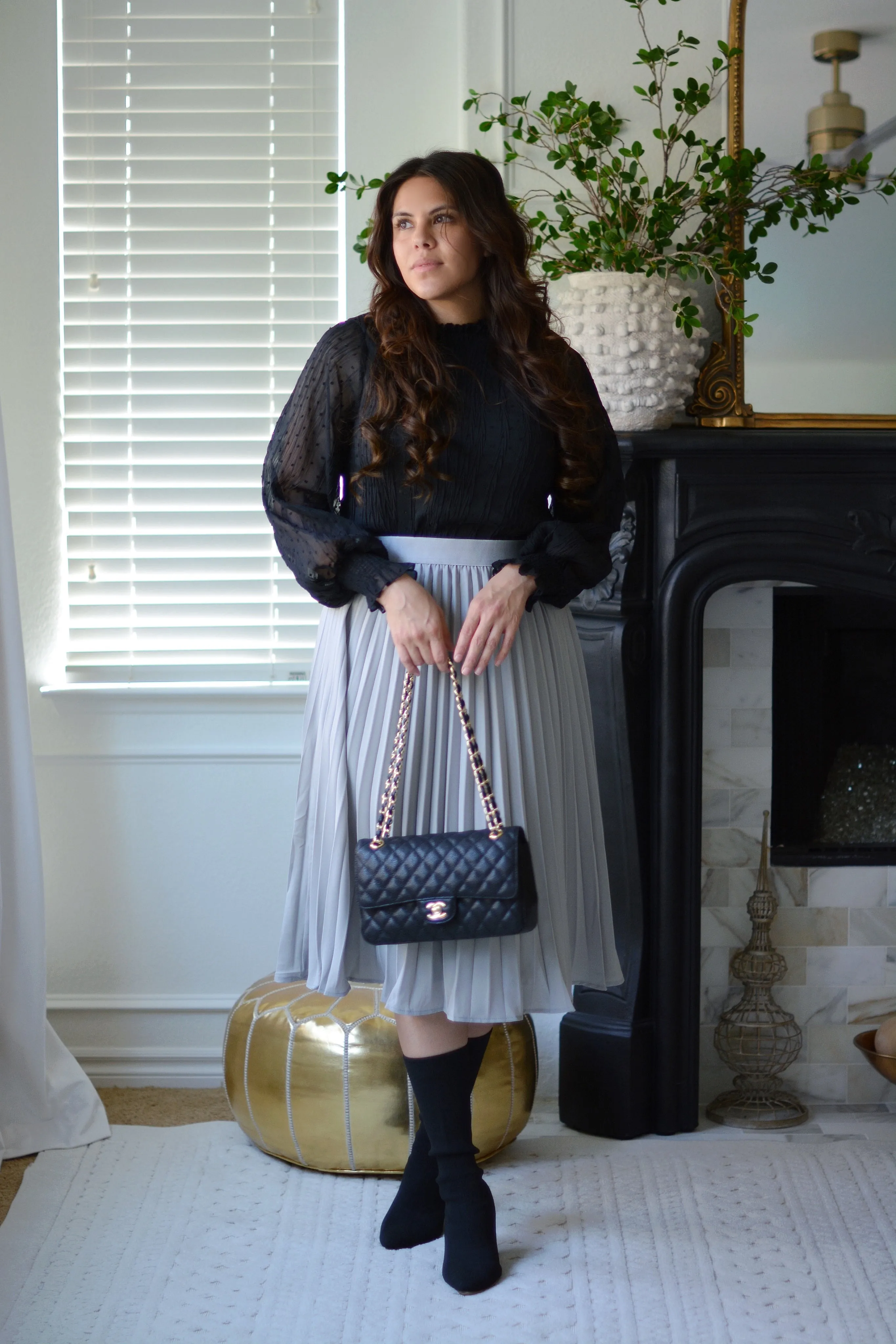 Cheri Gray Pleated Skirt