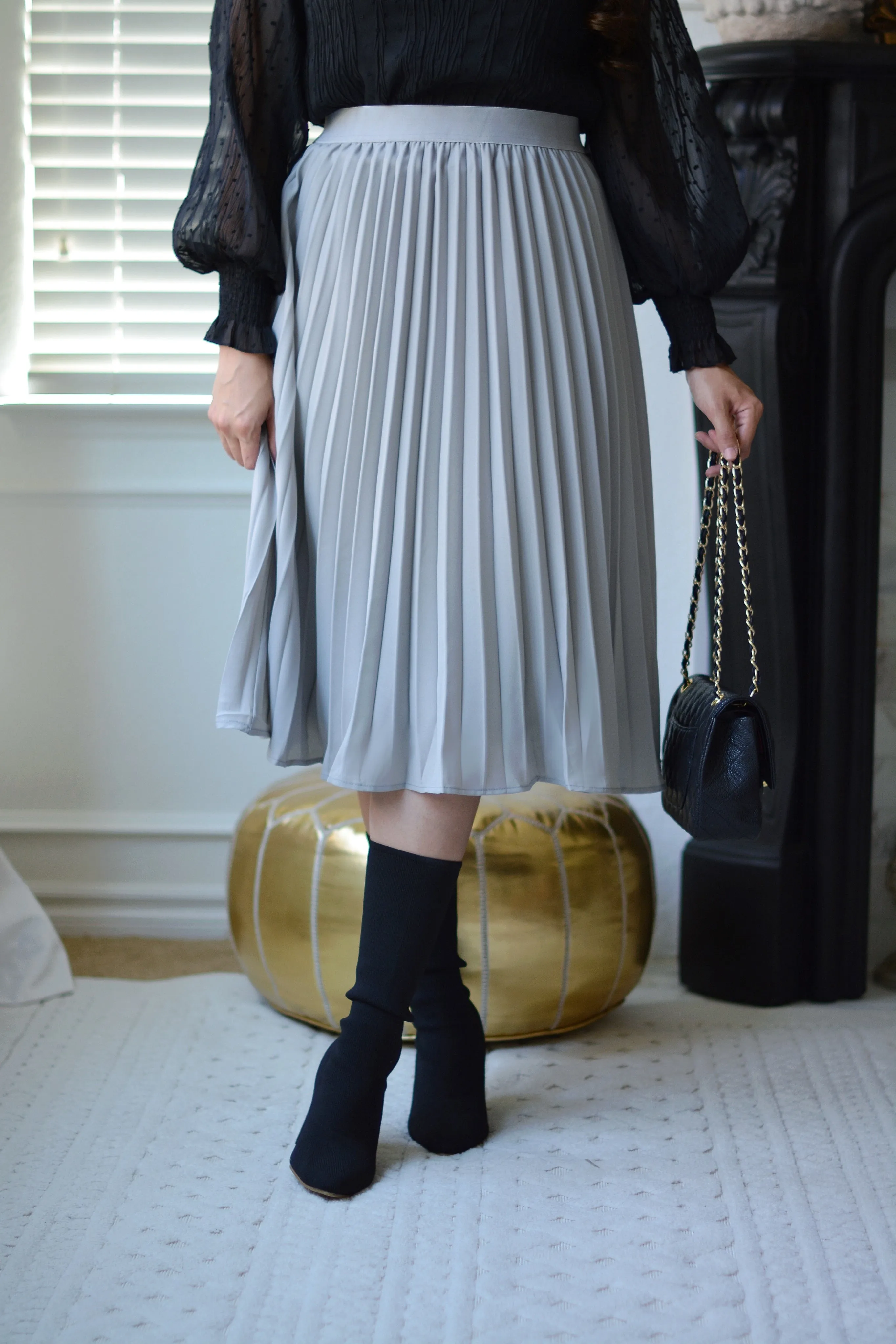 Cheri Gray Pleated Skirt