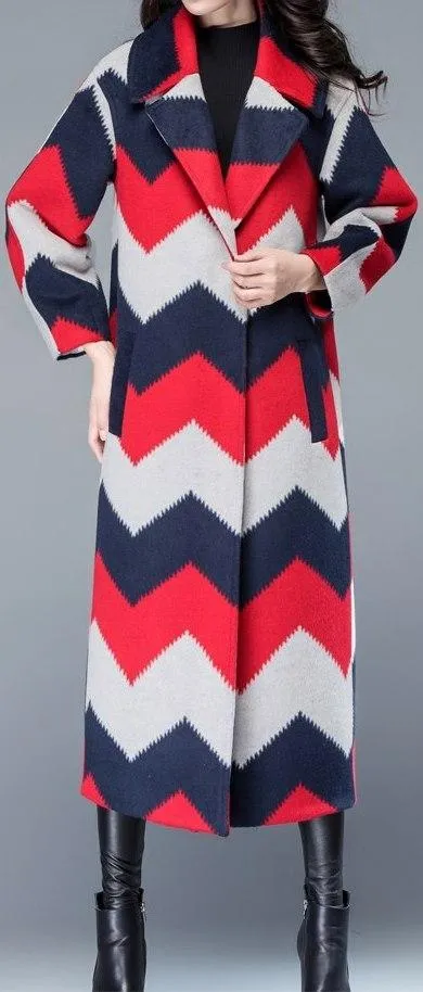 Chevron Multi Colored Cashmere Coat