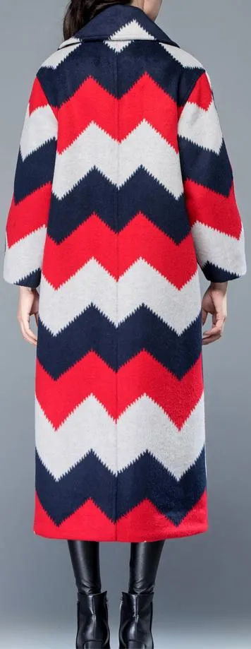 Chevron Multi Colored Cashmere Coat