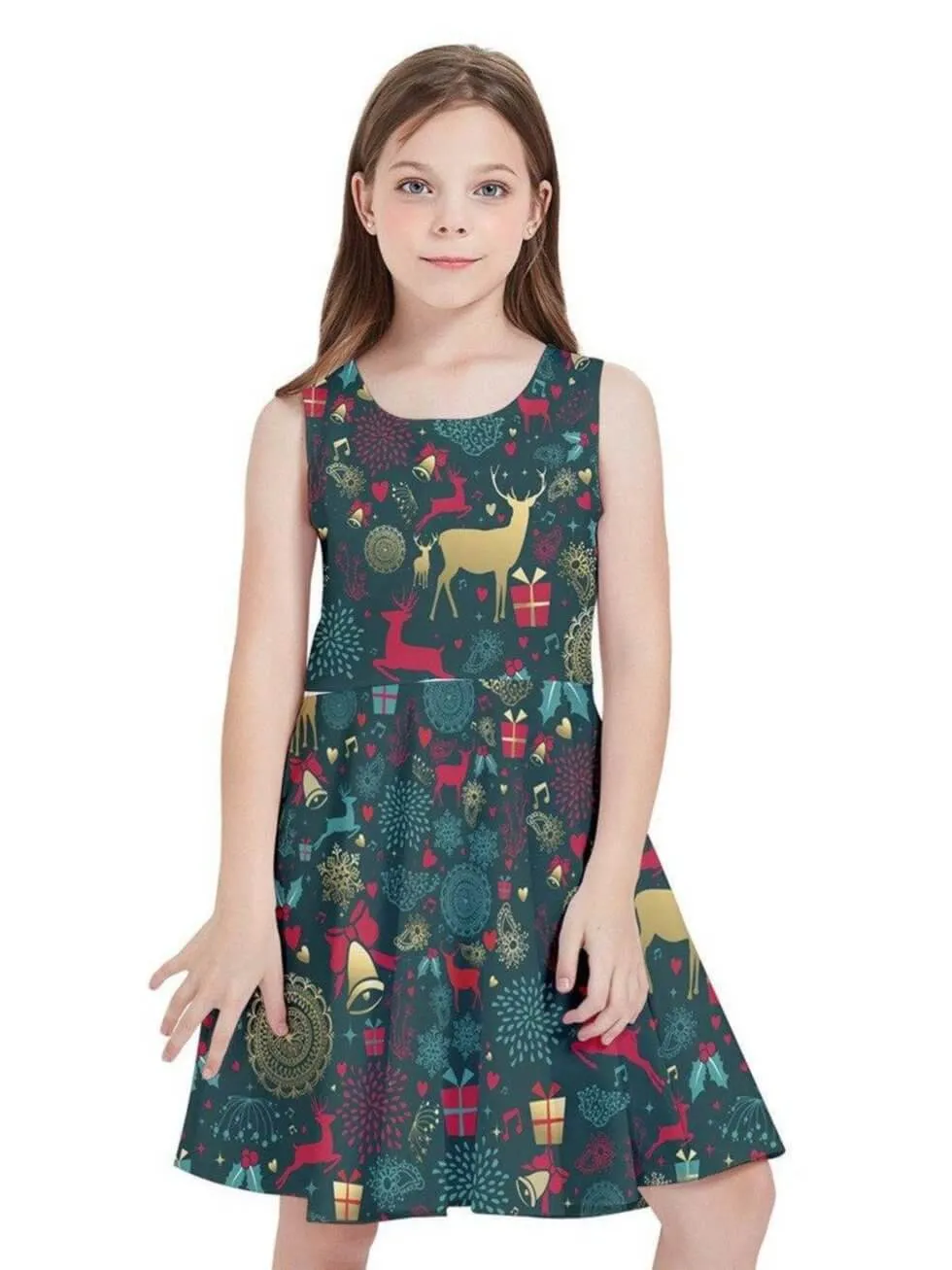 CHRISTMAS REINDEER Kids' Skater Dress