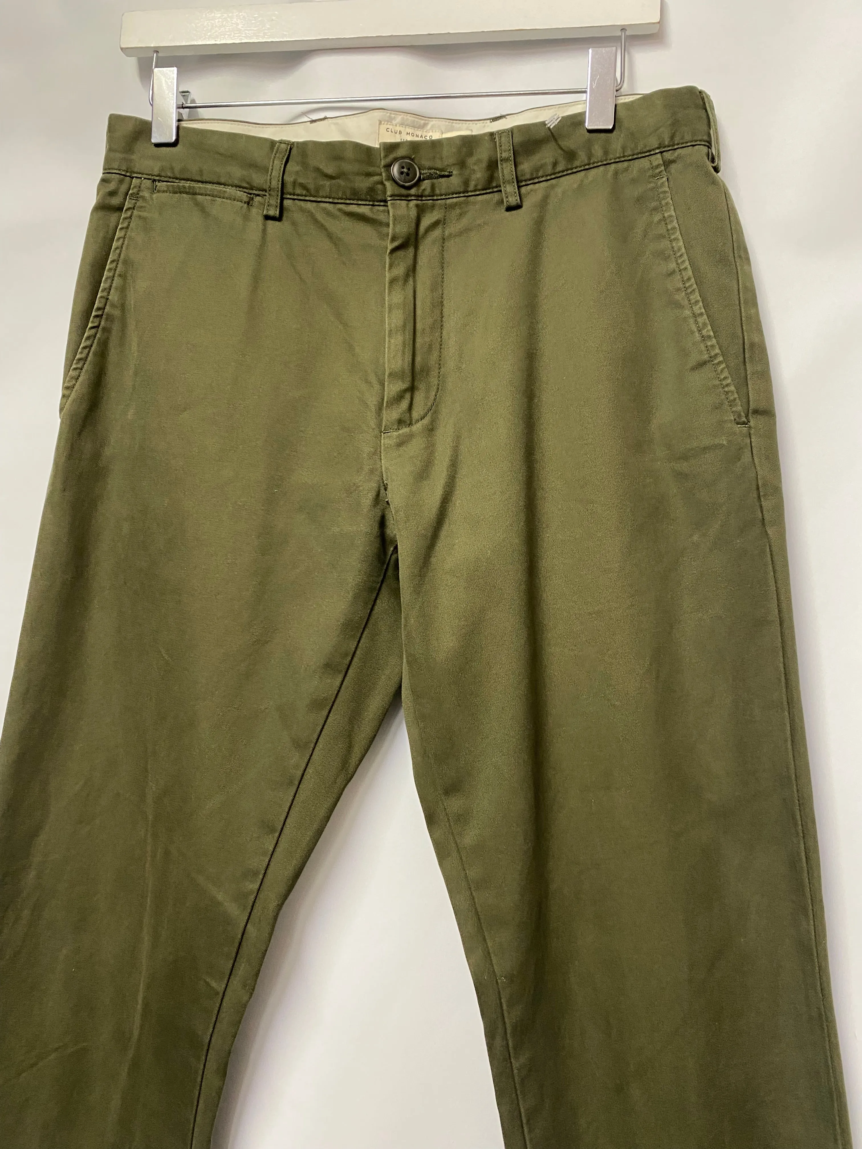 Club Monaco Green Cotton Davi’s Slim Fit Chino Trouser 29x32