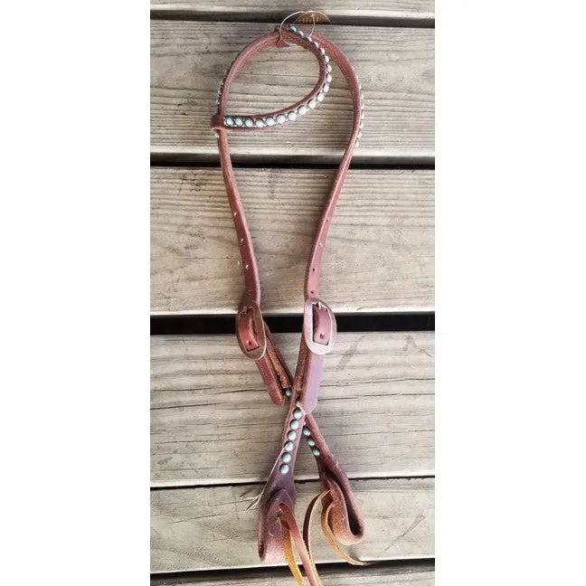 Cowperson Turquoise and Copper Slide Ear Headstall