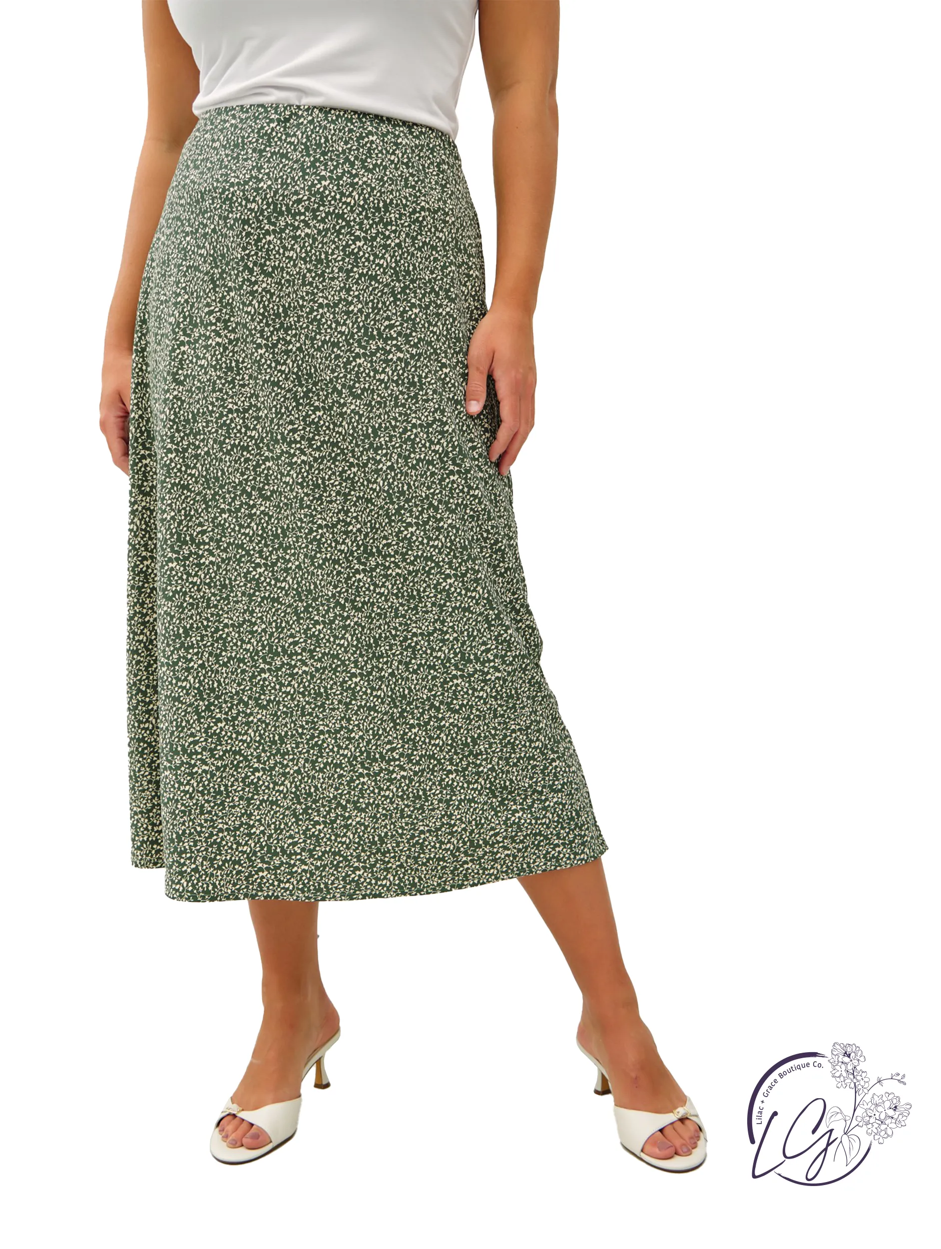 Curvy Efflorescing Comfort Midi Skirt