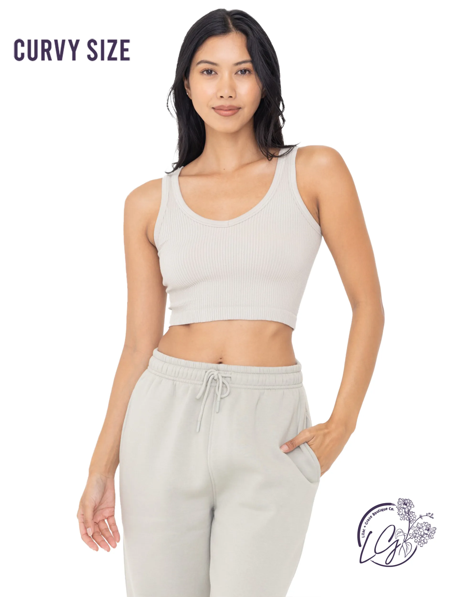 Curvy Ribbed Seamless Cropped Tank Top