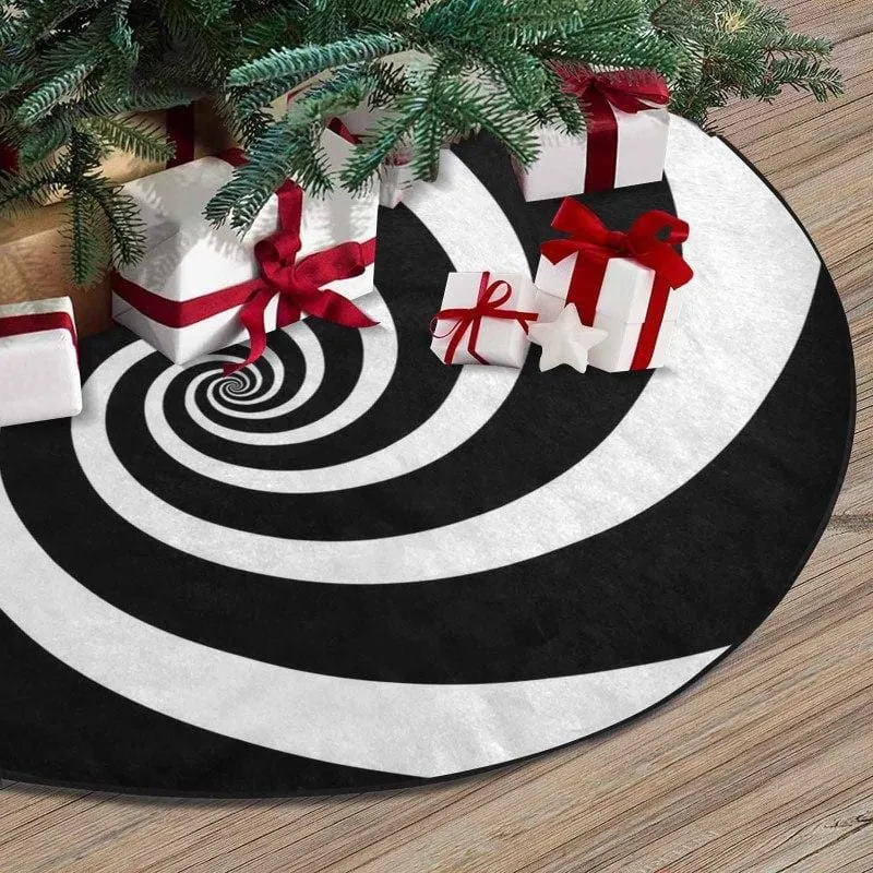 Custom Black&White Stripes Christmas Tree Skirt