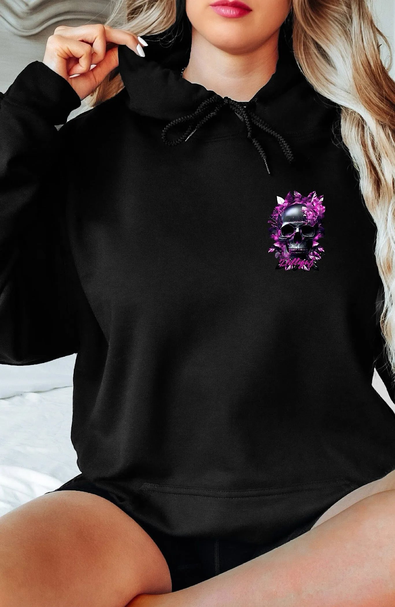 Dark Purple Skull Pullover Hoodie