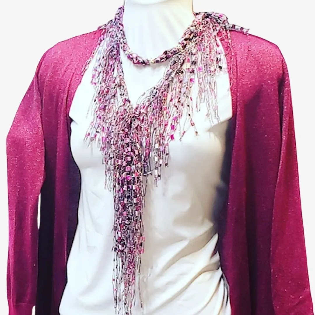 Deep Pink Magenta Infinity Scarf Necklace