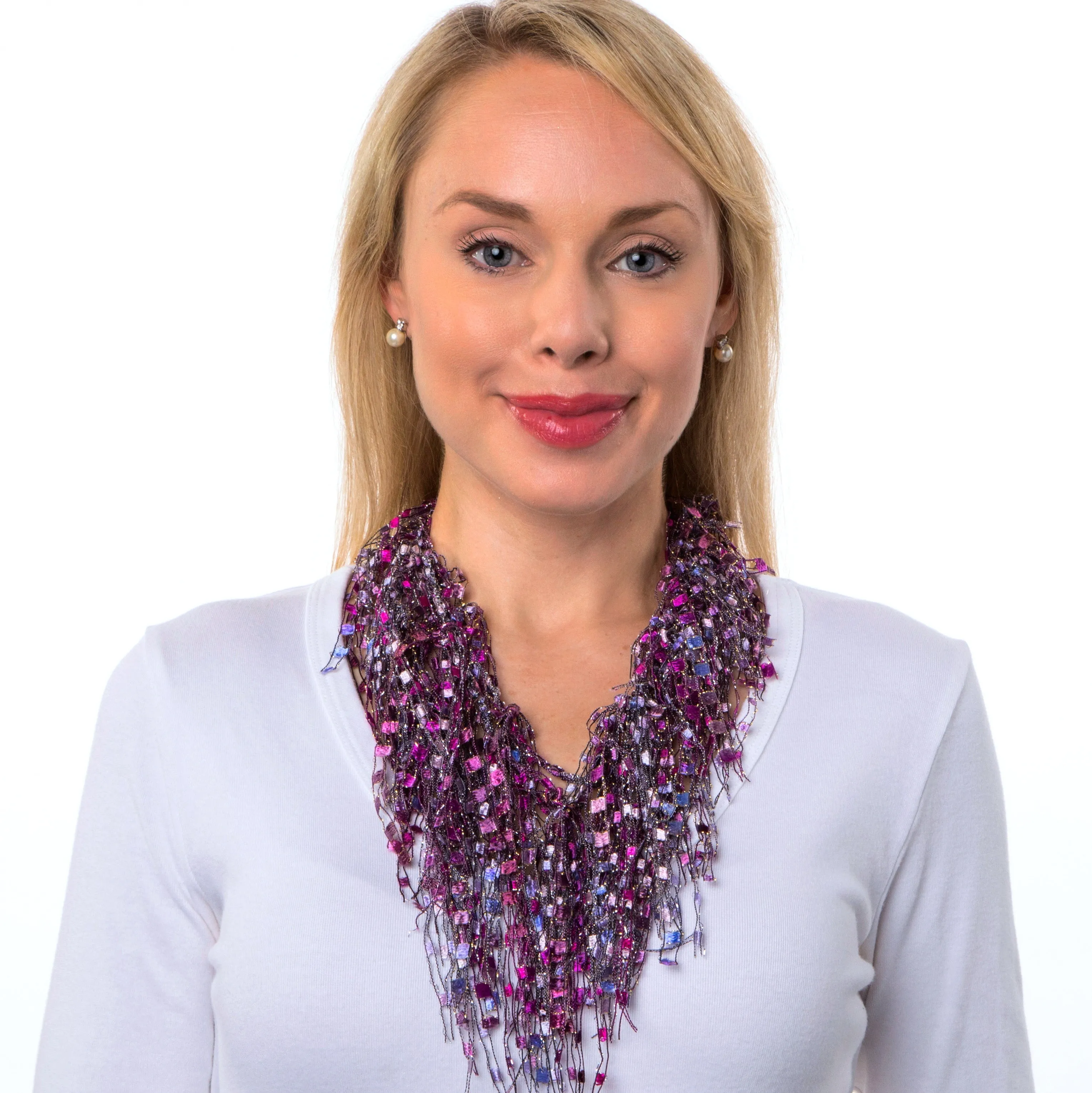 Deep Pink Magenta Infinity Scarf Necklace