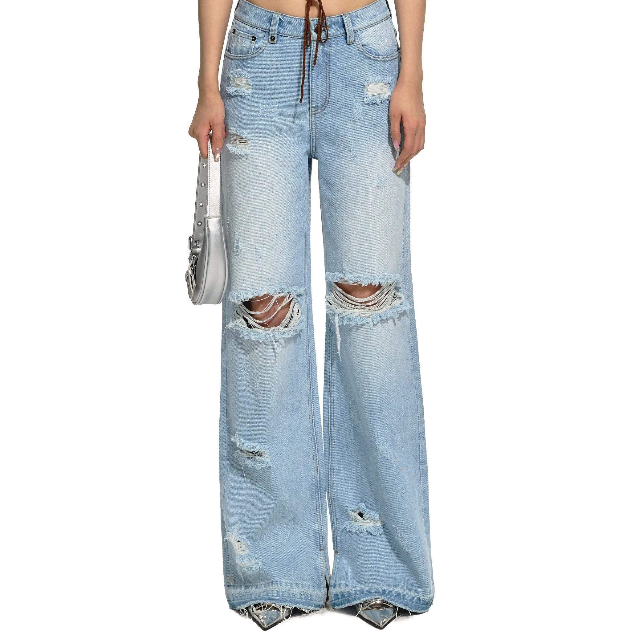 Destroy Dry Ripped Straight Jeans