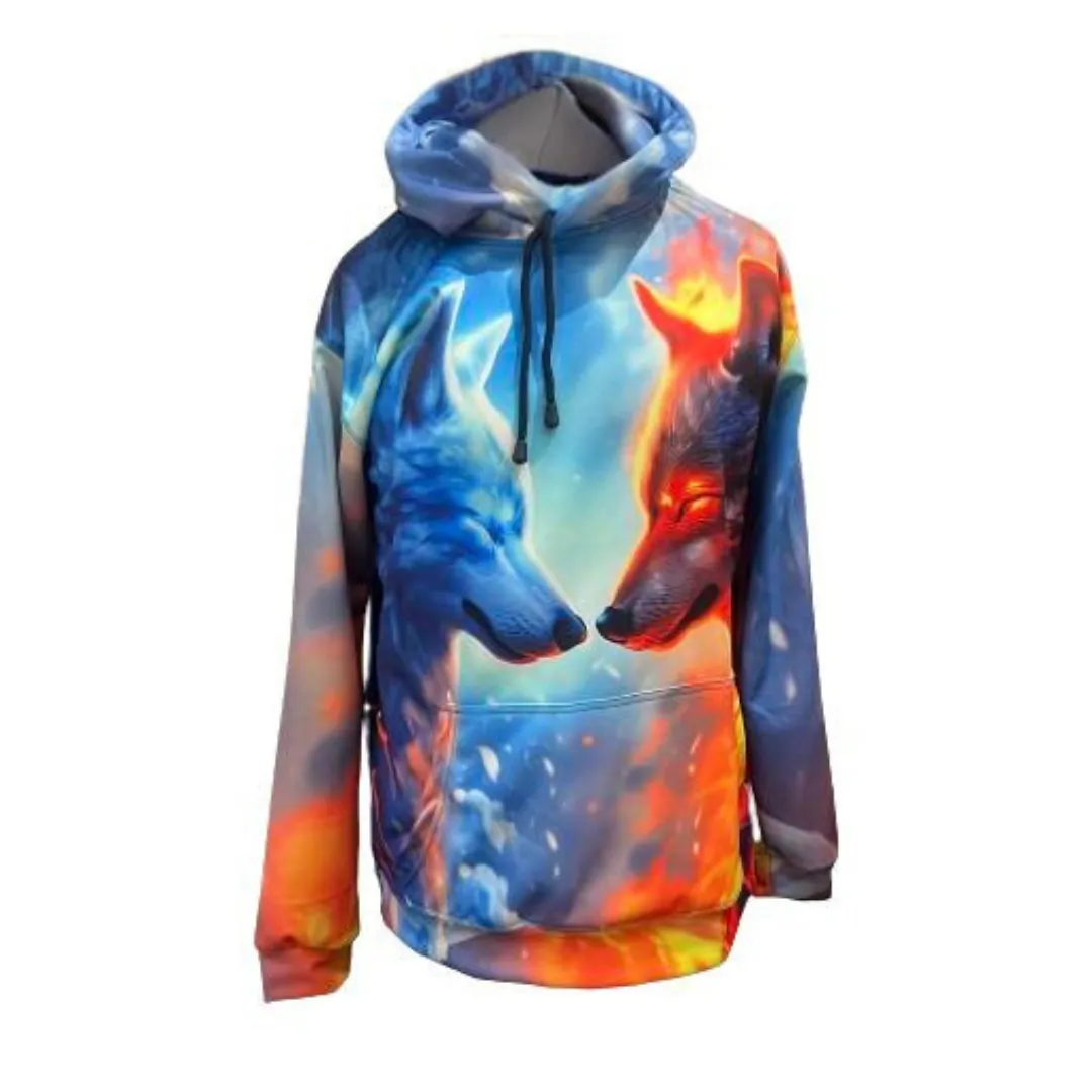 Devon Sport Unisex 3D Thunder Wolf Graphic Pull-Over Hoodie