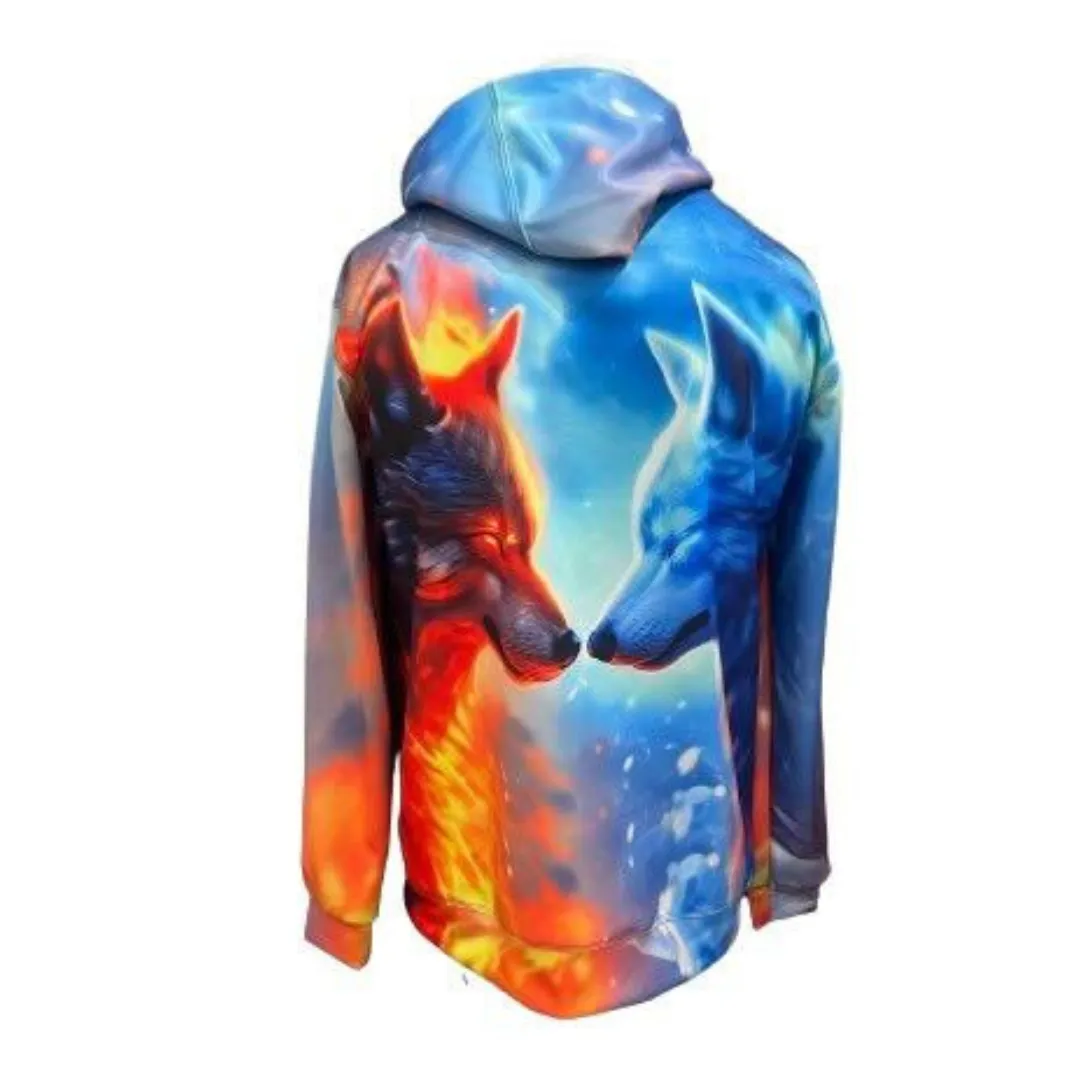 Devon Sport Unisex 3D Thunder Wolf Graphic Pull-Over Hoodie