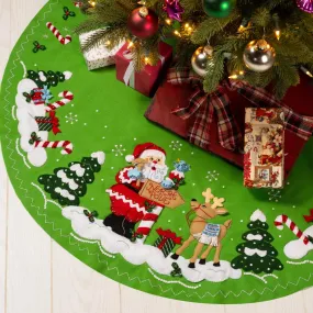 DIY Bucilla North Pole this Way Santa Christmas Felt Tree Skirt Kit