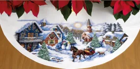 DIY Dimensions Sleigh Ride Christmas Counted Cross Stitch Tree Skirt Kit 08830