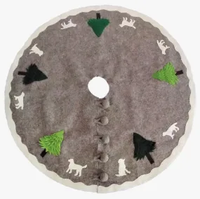 Dogs with Green Trees Christmas Tree Skirt