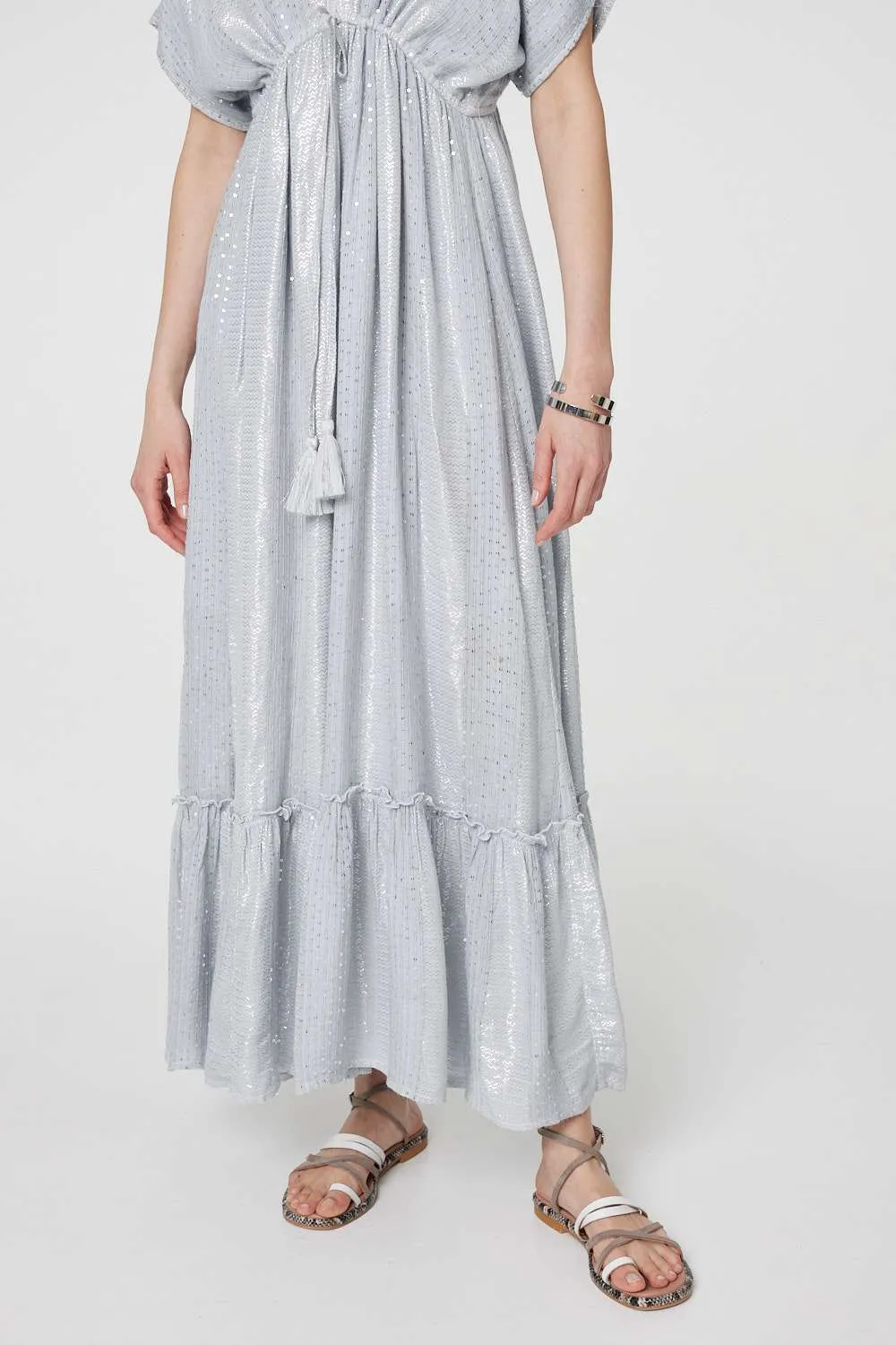 Dotty Empire Waist Kimono Maxi Dress