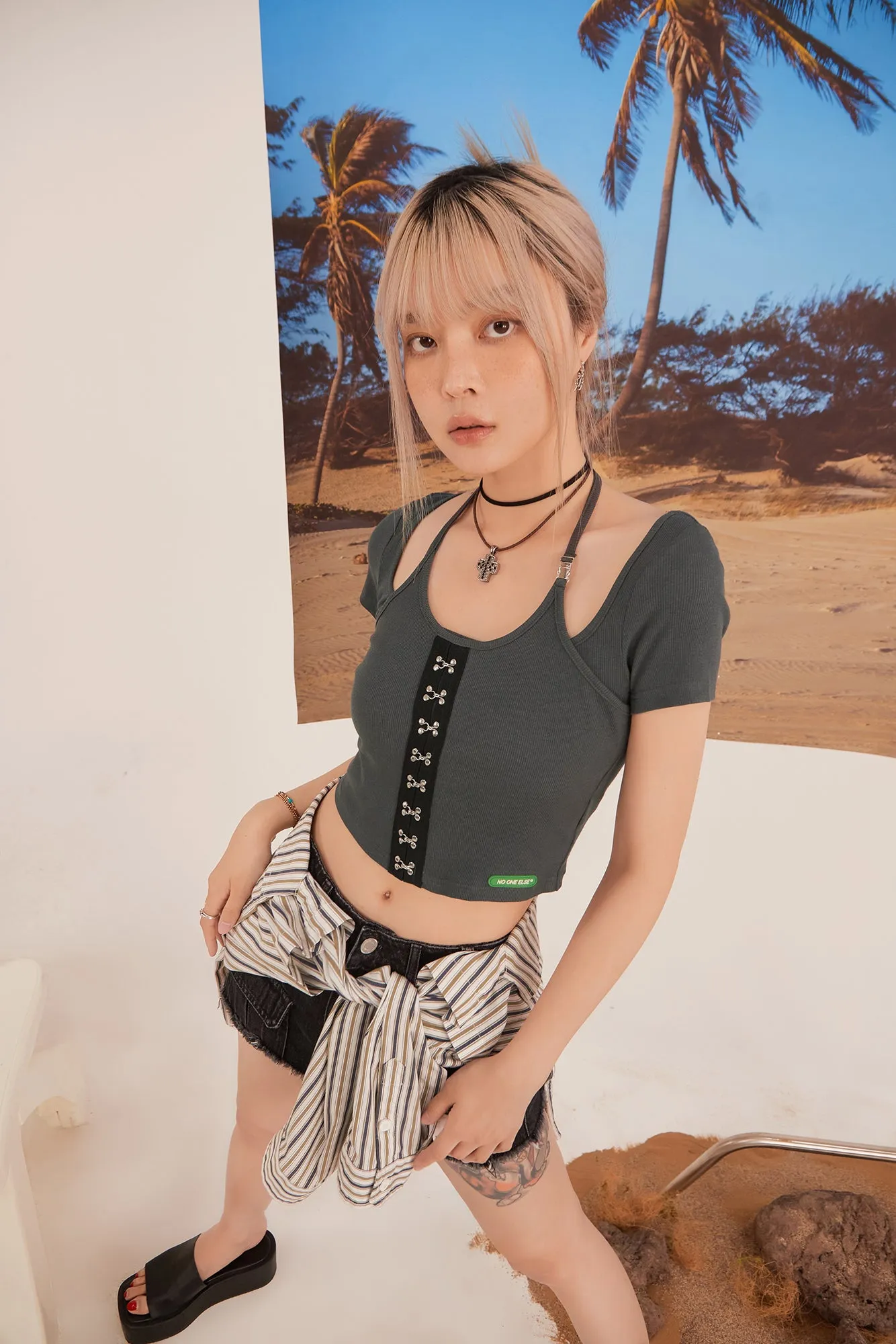 Double Layer Hook Crop Top