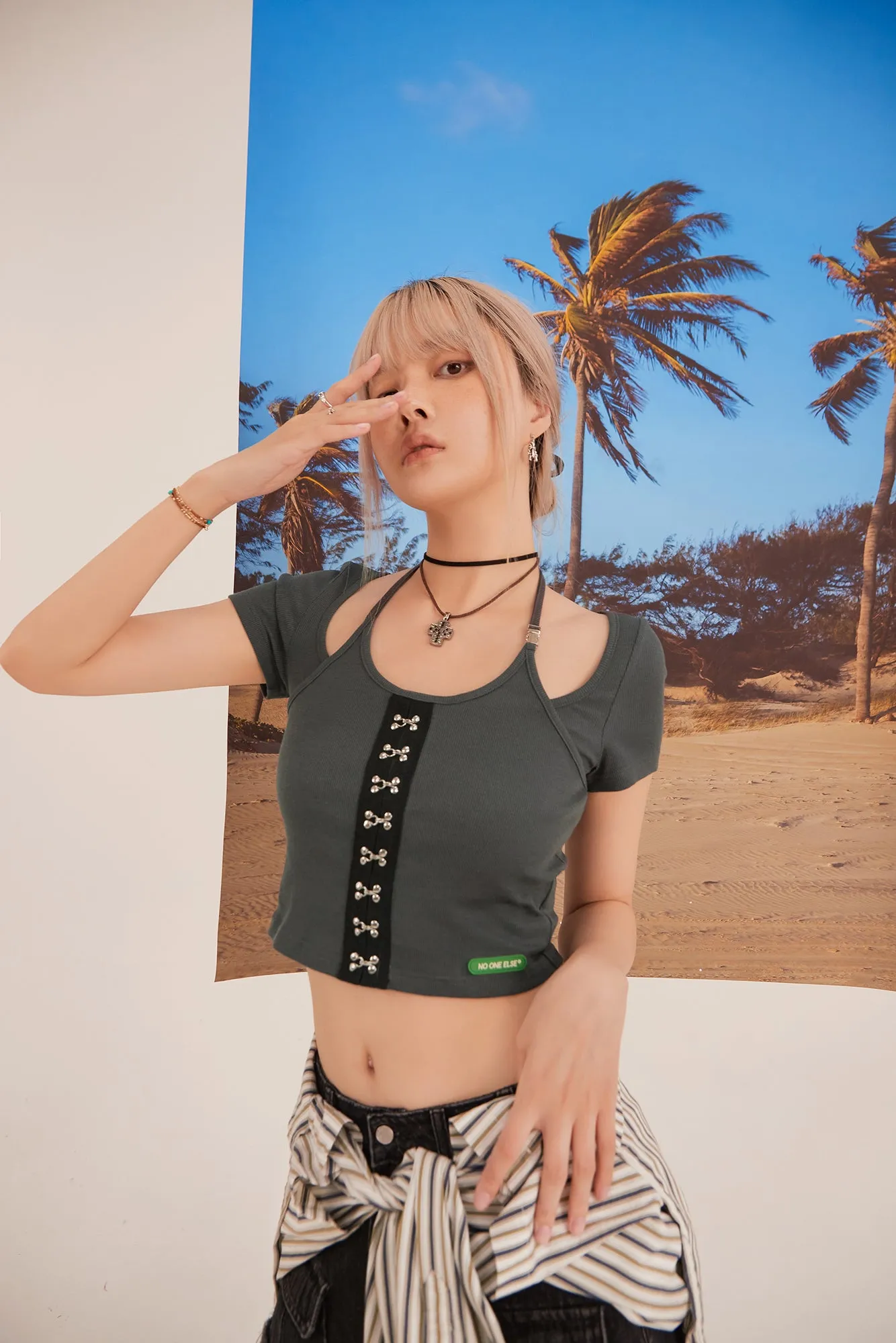 Double Layer Hook Crop Top