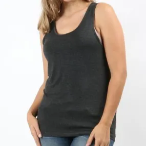 Double Scoop Tank Top in Charcoal PLUS