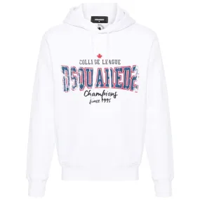 Dsquared2 Cool Fit Faded College League Logo White Hoodie 