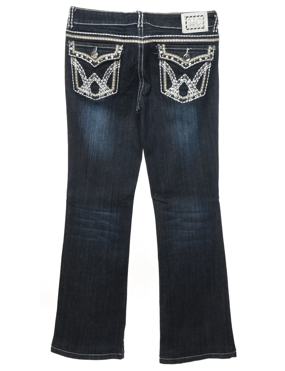 Embellished Y2K Dark Wash Bootcut Jeans - W32 L32