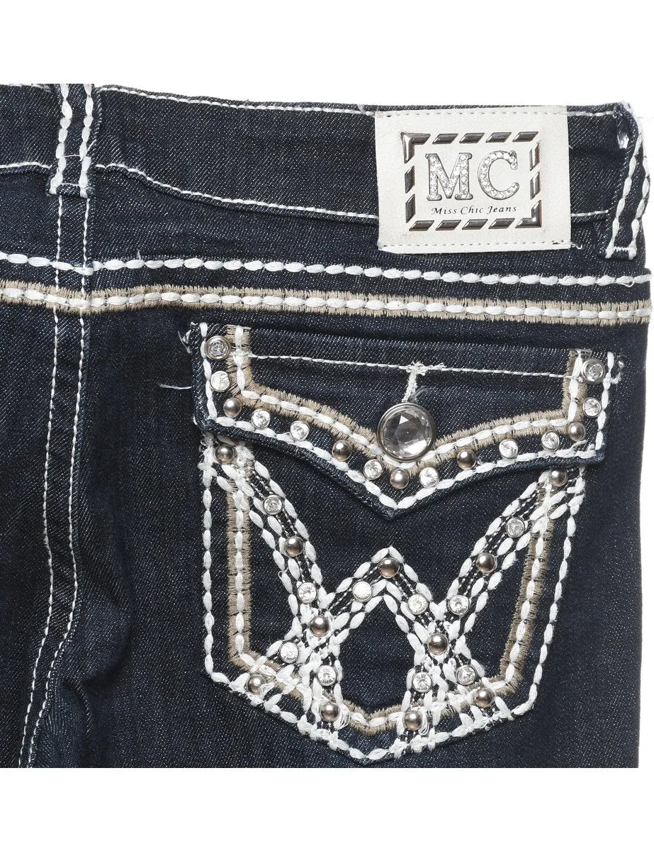 Embellished Y2K Dark Wash Bootcut Jeans - W32 L32