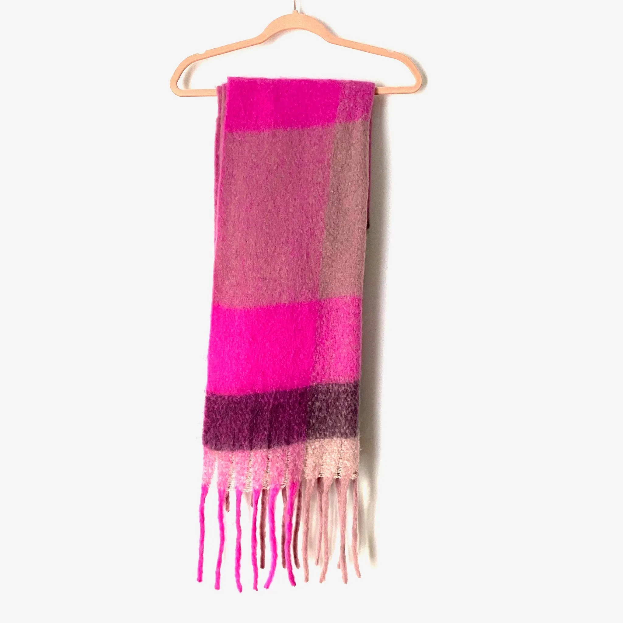 Express Pink Plaid Brushed Scarf