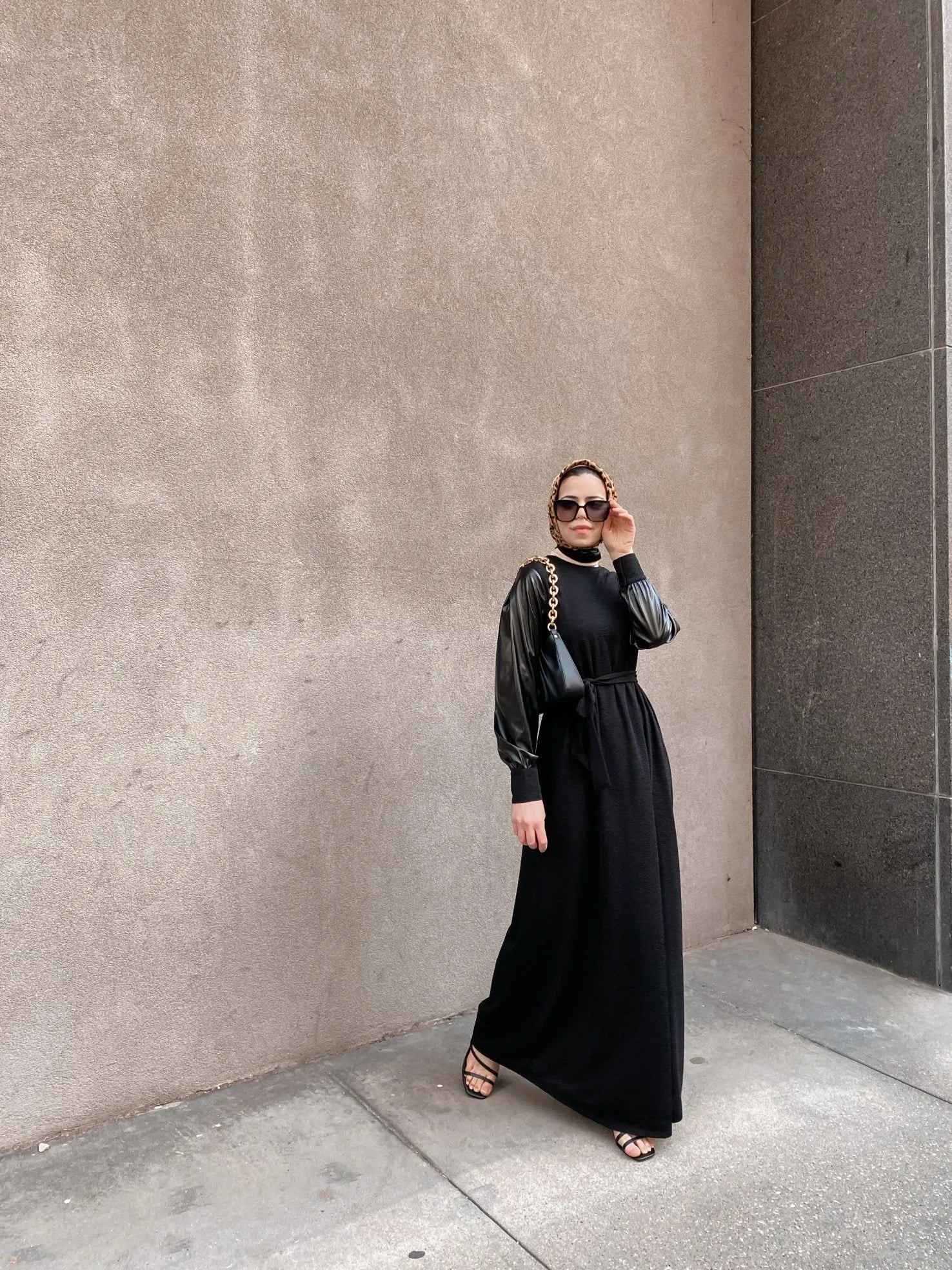 Faux Leather Moto Abaya