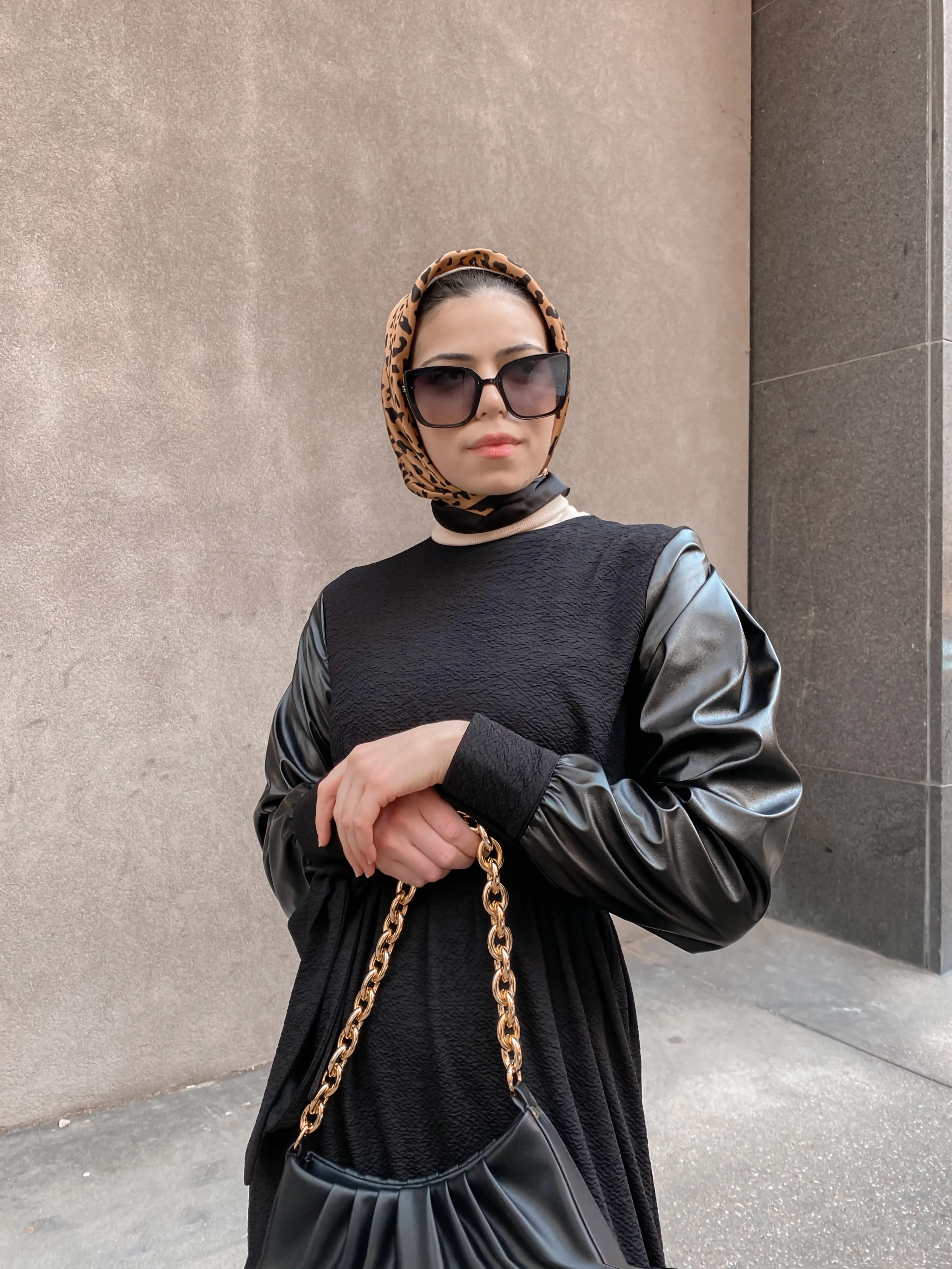 Faux Leather Moto Abaya