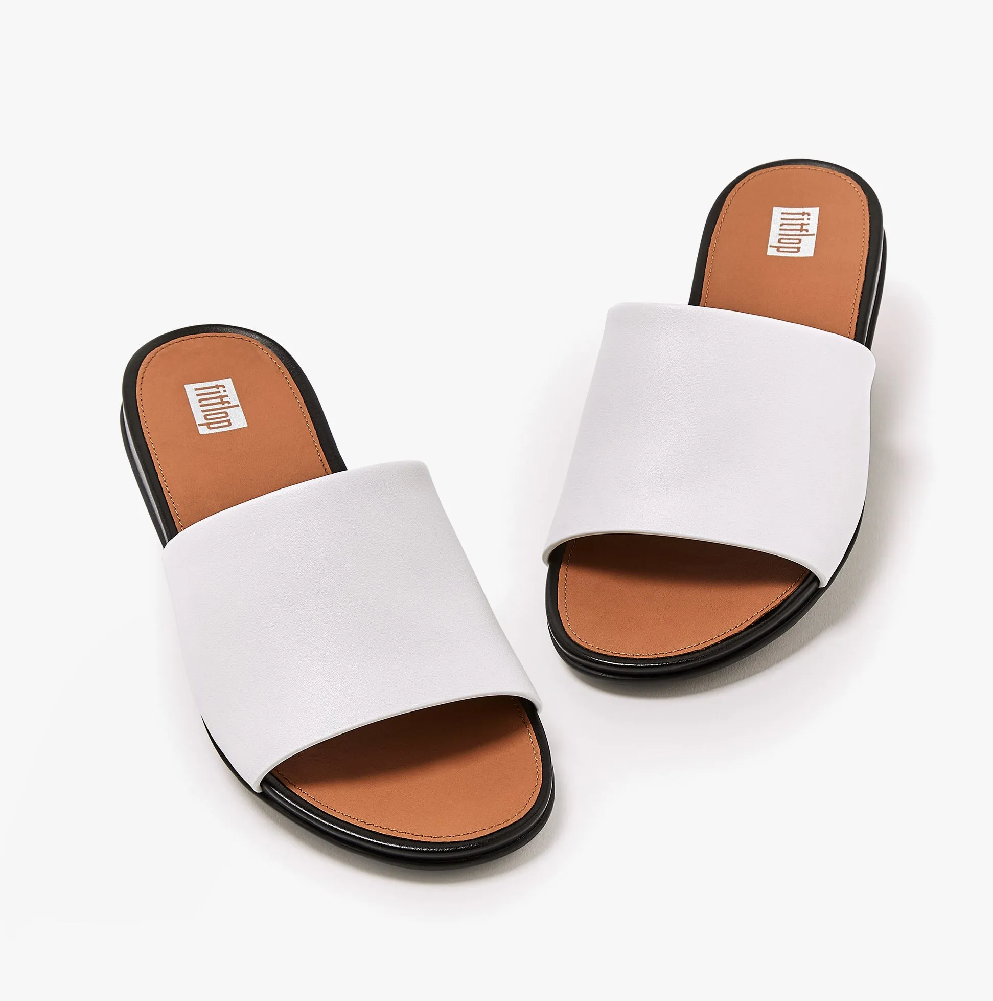 FE8-477 GRACIE LEATHER POOL Ladies Slides Cream