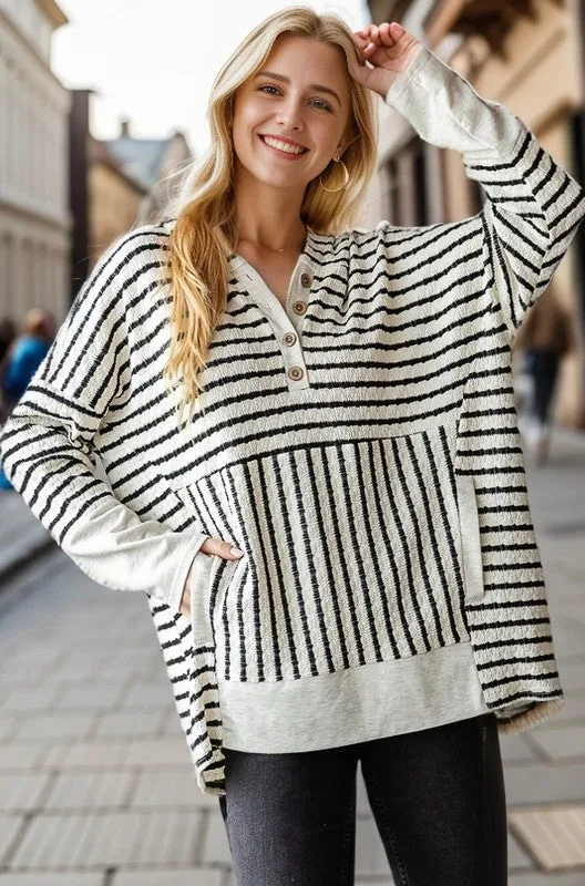 Feeling Good Striped Hoodie - 2 Colors!