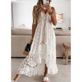 Floral Embroidery Lace Cami Maxi Dress