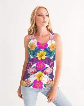 Floral Flamingos Women's Racerback Tank