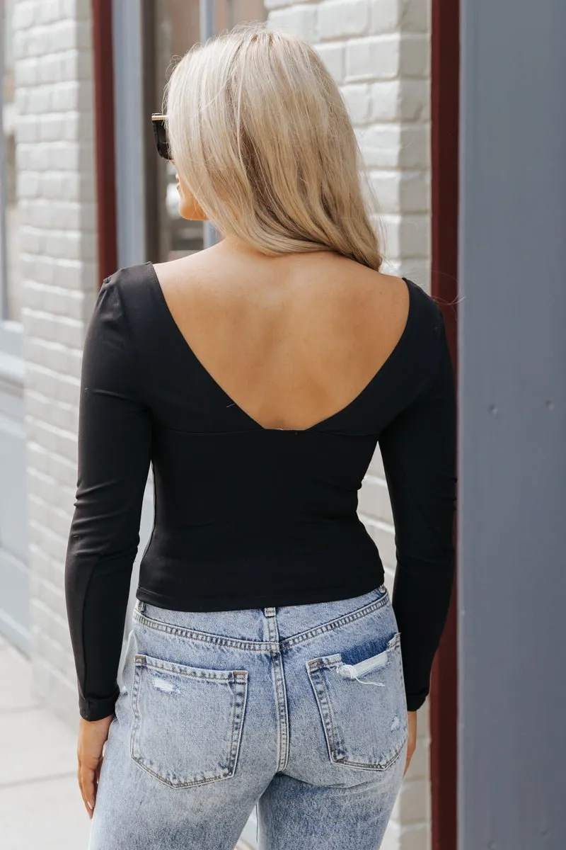 Free People Black Duo Long Sleeve Cami Top - FINAL SALE