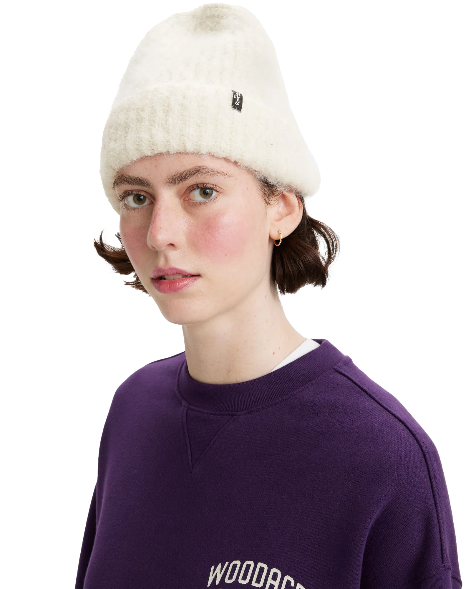 Fuzzy Beanie in Off White