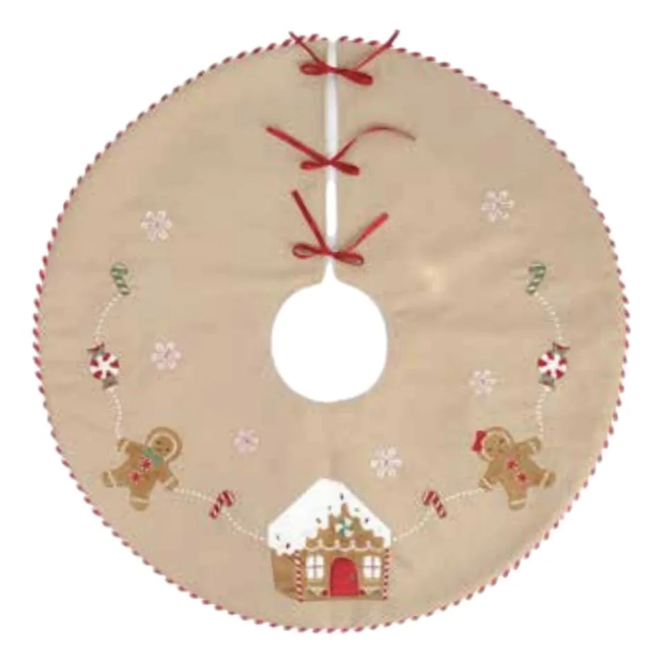 Gingerbread Tree Skirt - Red