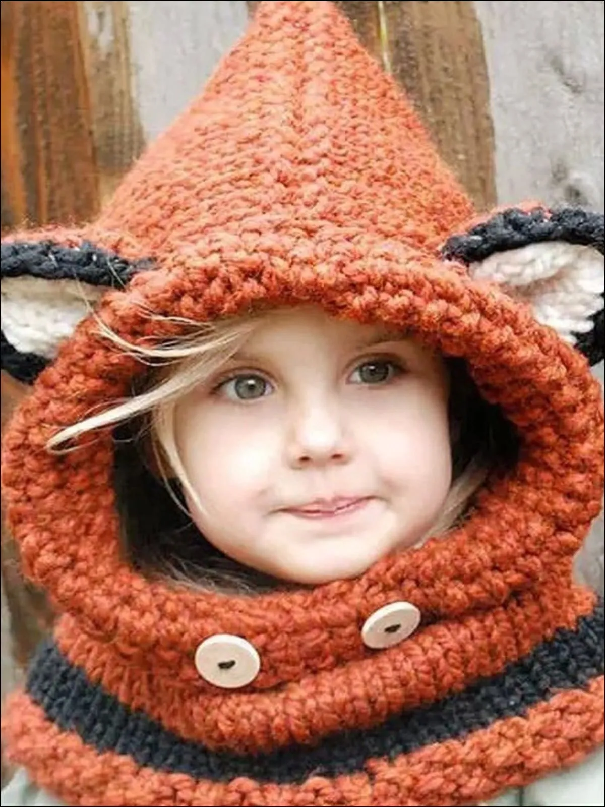 Girls Knitted Animal Ear Winter Scarf