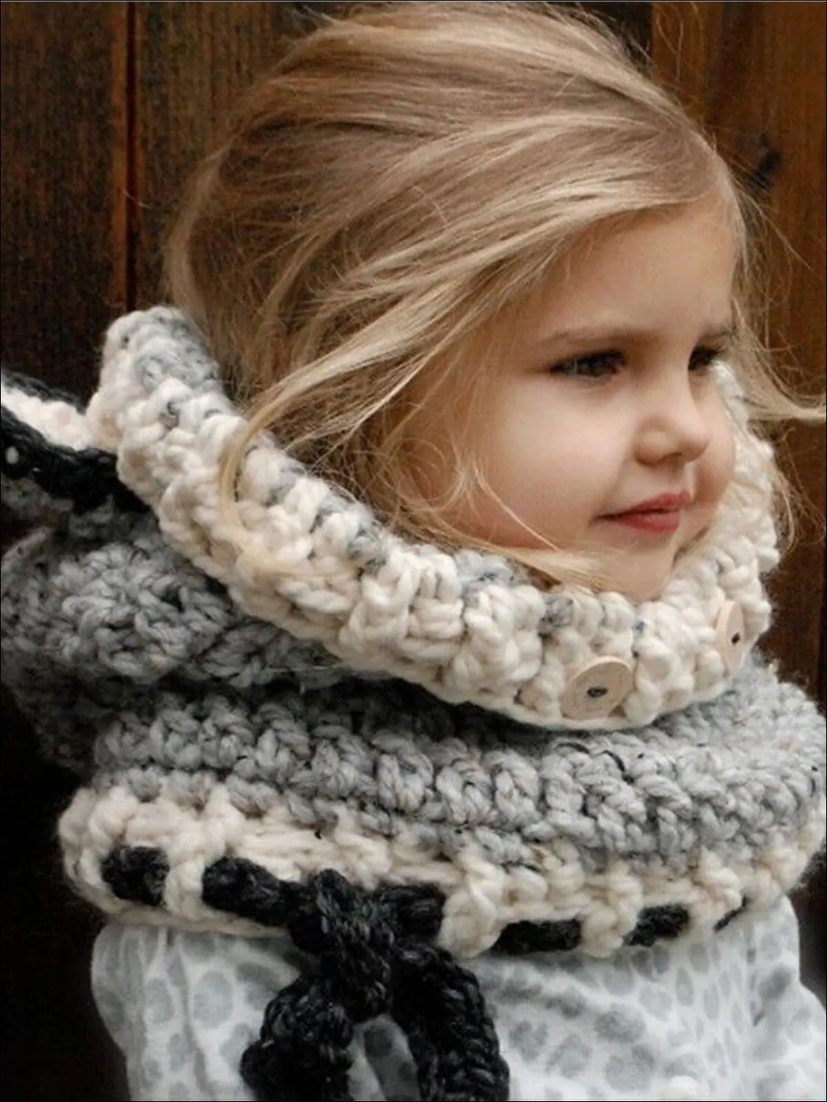 Girls Knitted Animal Ear Winter Scarf