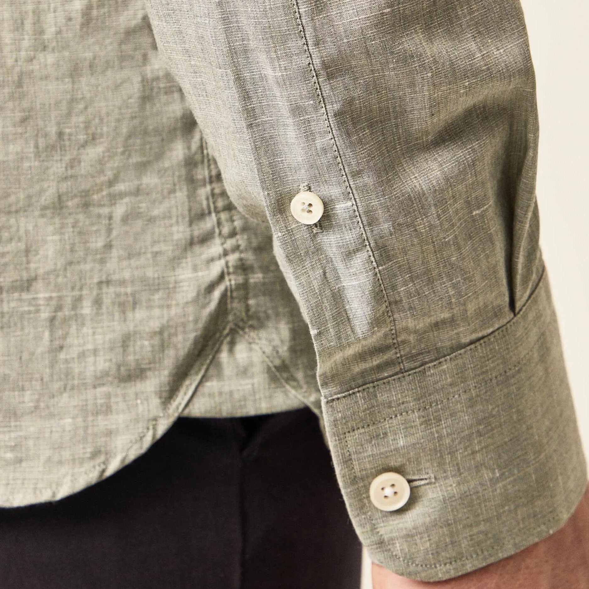 Hackett Cotton Linen Selvedge Shirt Green