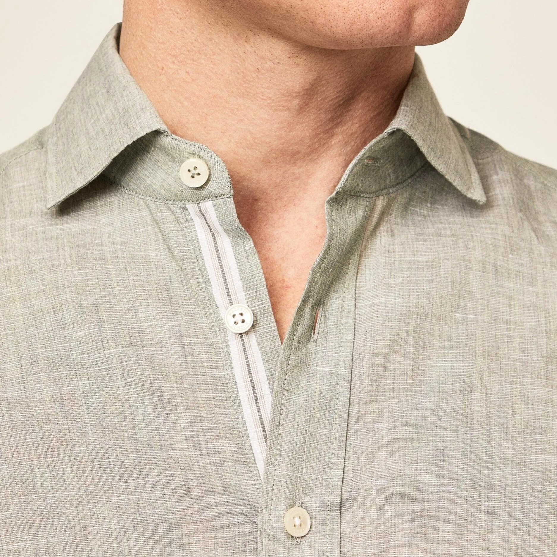 Hackett Cotton Linen Selvedge Shirt Green