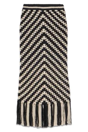 Halliday Fringed Crocheted Cotton Maxi Skirt