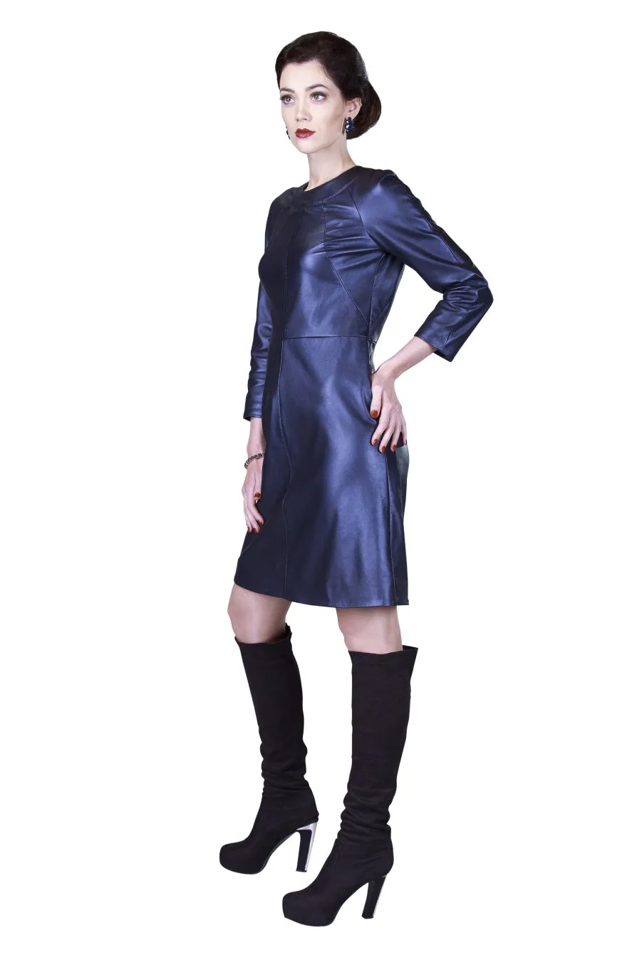 Halter Neck Trimmed Reindeer Leather Dress -  Limited Edition